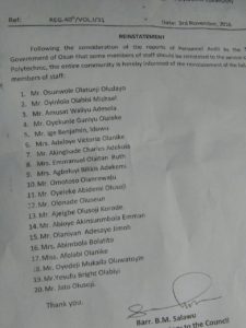 The List of Reinstated Workers at Ospoly,Iree