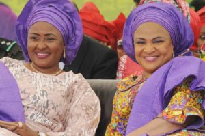 PIC. 37. WIFE OF THE PRESIDENT, MRS AISHA BUHARI (L) AND WIFE OF OYO STATE GOVERNOR, MRS FLORENCE AJIMOBI, AT THE FREE HEALTH SCREENING PROGRAMME FOR WOMEN ORGANISED BY FUTURE ASSURED INITIATIVE (MRS BUHARIS PET PROJECT), IN IBADAN ON THURSDAY (28/4/16). 3239/28/4.2016/OEA/BJO/NAN