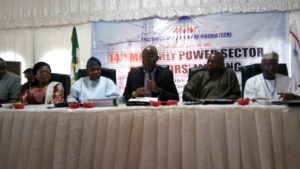 L-R: Osun State Deputy Governor, Mrs Titi-Laoye Tomori, Governor of Osun State, Ogbeni Rauf Aregbesola, Minister for Power, Works and Housing, Mr Raji Fashola at the 14th Monthly Meting of Power Sector held at the facility of the Transmission Centre, Osogbo, Osun State on Monday, April 10, 2017.  