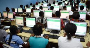 Pic.1. Candidates for the Joint Admissions and Matriculation Board/Unified Tertiary Matriculation Examination writing the 2017 Computer Based Test at the Global Distance Learning Institute in Abuja on Thursday (18/5/17). 02636/18/5/2017/Jones Bamidele/NAN