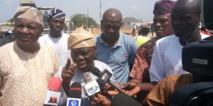  L-R: Commissioner for  Works and Transport, Engr. Kazeem Salami and  Commissioner for Information and Strategy, Mr Adelani Baderinwa answering questions from journalist while inspecting the Oba Adesoji Aderemi (Osogbo East Bypass) on Friday.