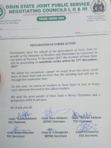 Letter of Osun labour Union