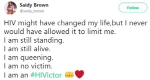 Saidy Brown, HIV lady