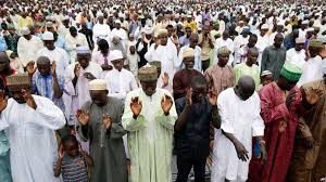 Muslim faithful observing prayer