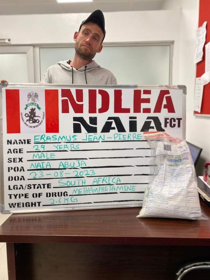 South African Arrested With Methamphetamine Consignment Drug At Abuja Airport