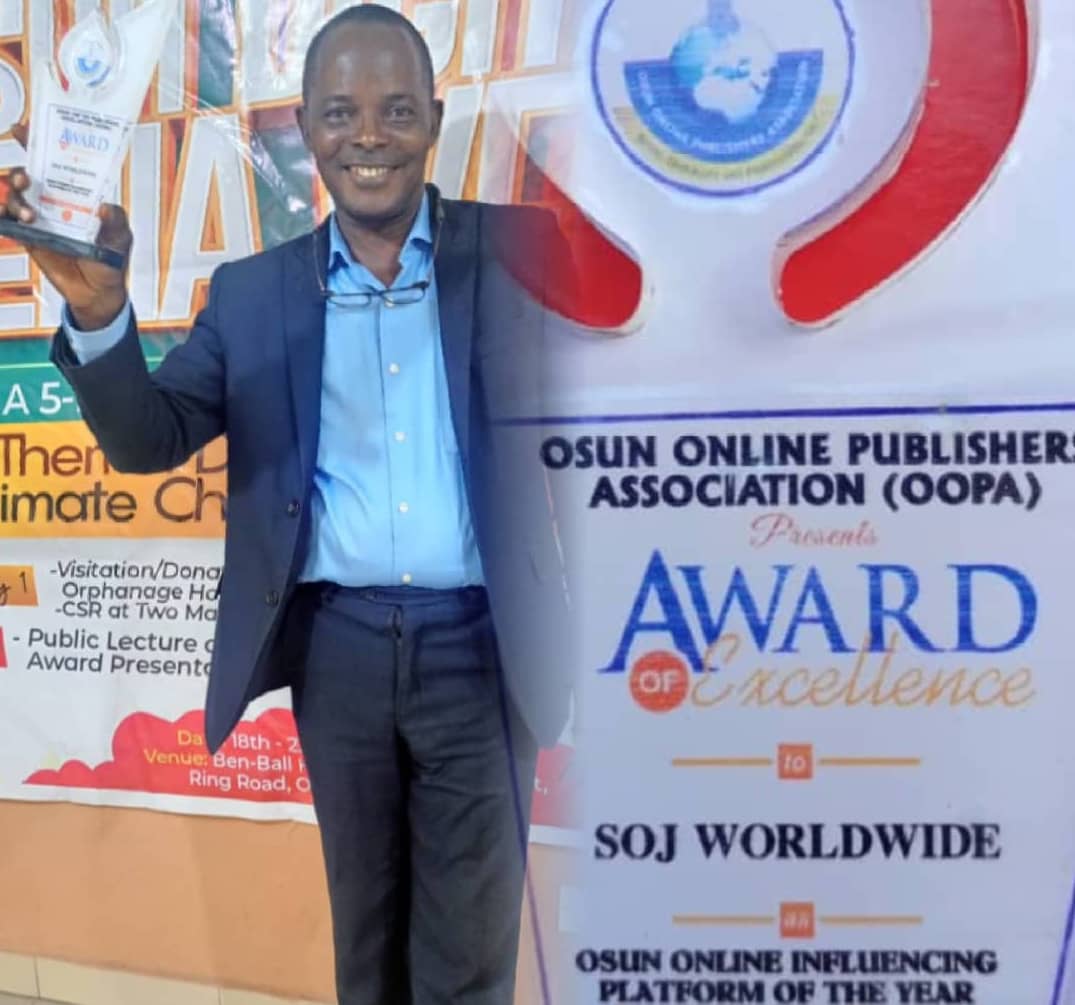 SOJ WORLDWIDE Wins Osun Online Publishers Award of Excellence