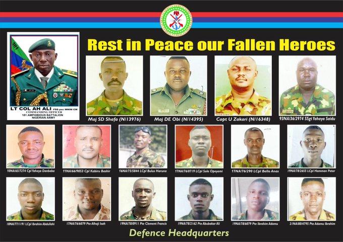 Nigerian Army Releases Names, Photos Of 16 Soldiers Killed In Delta