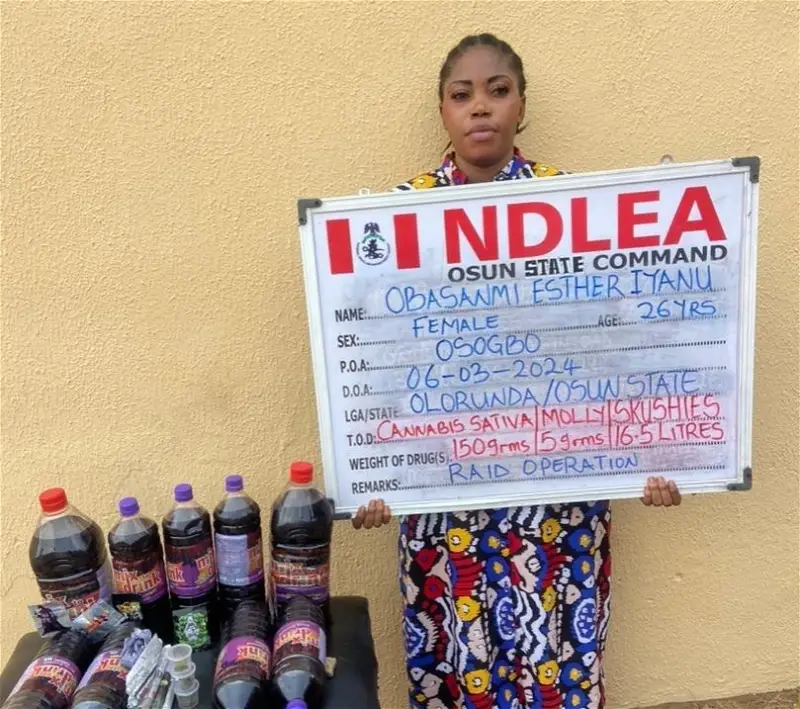 NDLEA Busts Skuchies Factories In Osun, Lagos, Arrest 26-year-old Lady