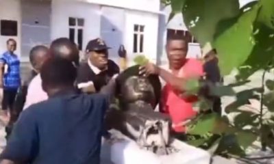 ‘No More Wike’, Youths Says After Destroying Statue Of FCT Minister In Rivers