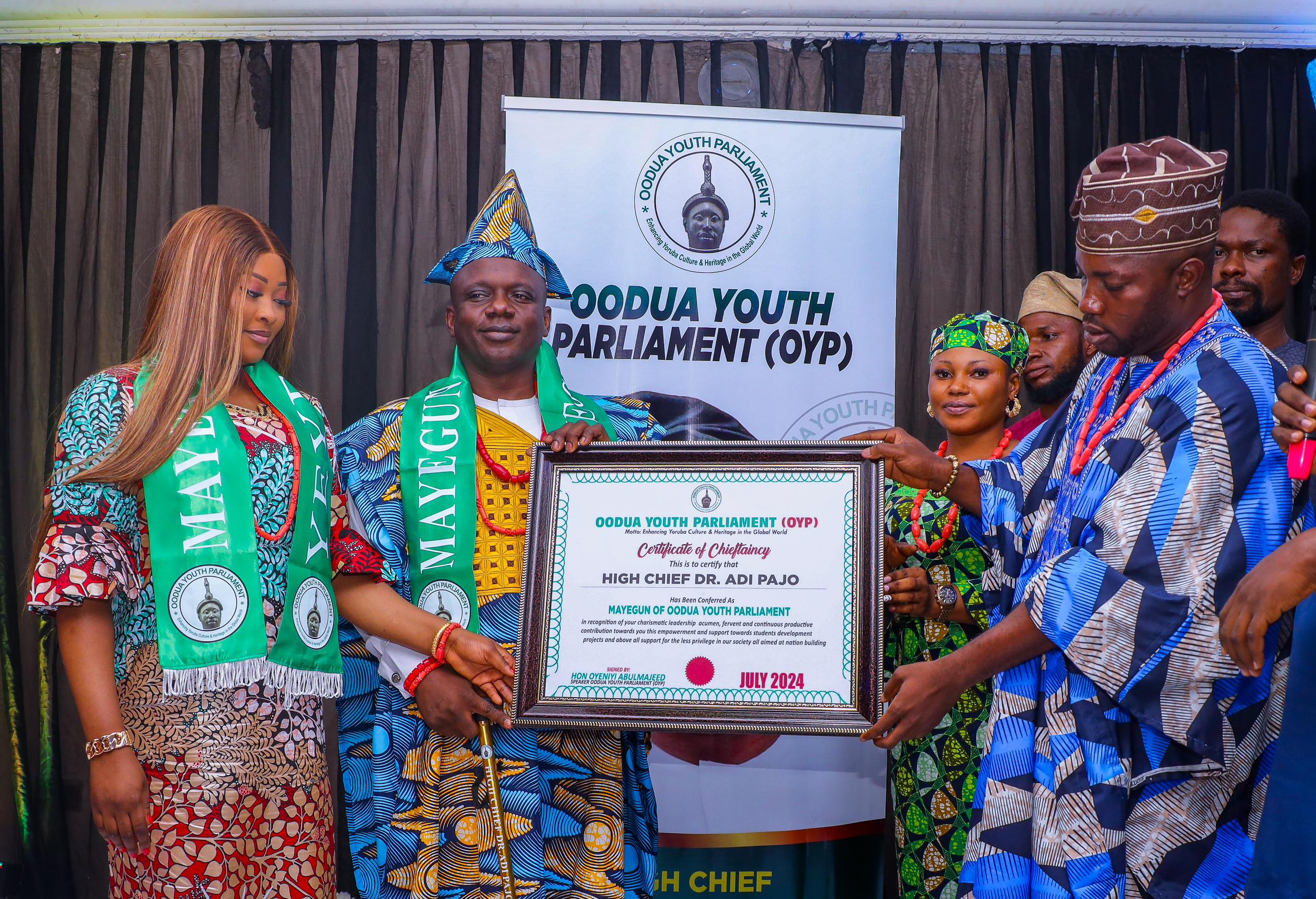 Business Mogul, High Chief Dr. Adi Pajo Becomes Mayegun Of Oodua Youth Parliament