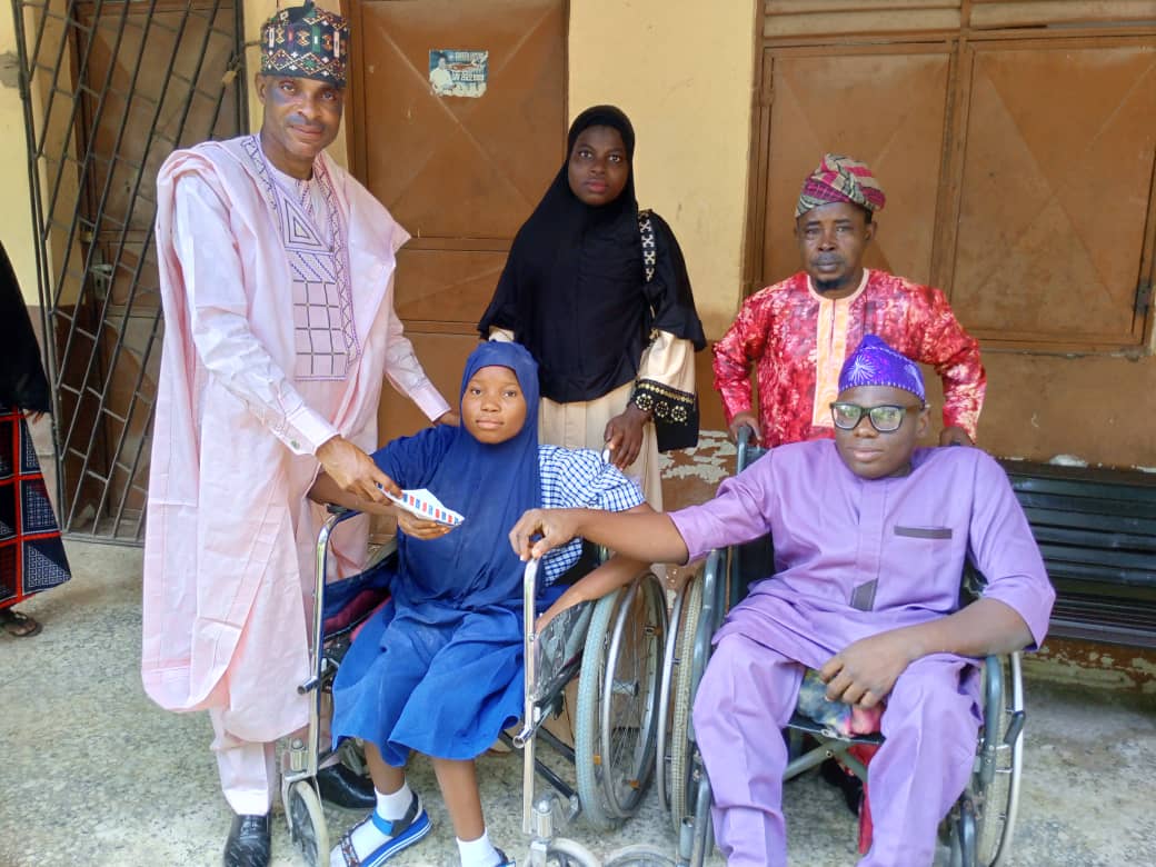 SA on Disability Matters, Hon Oladosu Donates Wheelchair, Cash To Children With Disabilities