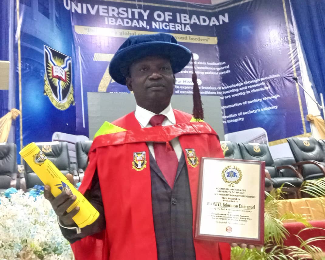 UNIOSUN Lecturer Wins UI's Best Doctoral Thesis Award