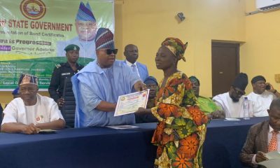 Governor Adeleke Presents 1.9billion Naira Bond Certificates To Osun Pensioners