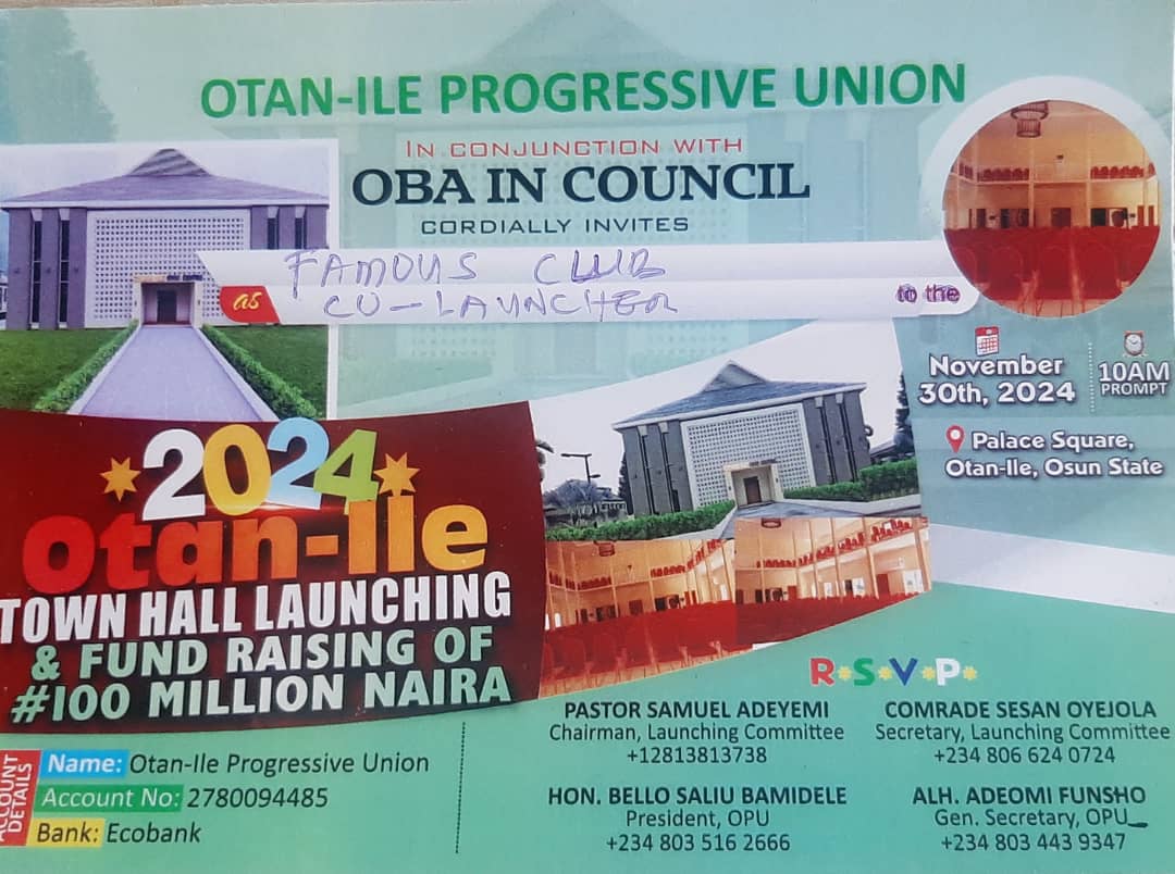 OPU Sets To Launch 100m Fund Raising For Development, Town Hall Renovation Saturday