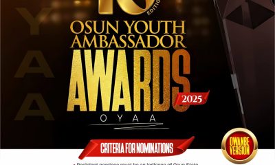 Youth Reformer Initiative Begins nomination process for Osun Youth Ambassador Award 2025