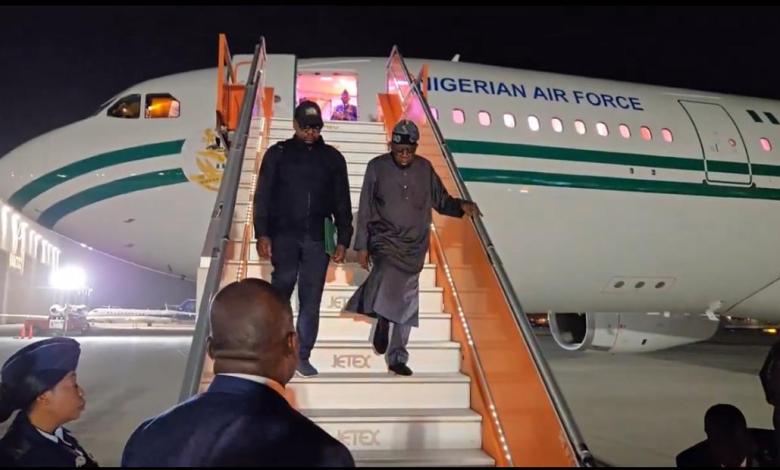 Just In: Tinubu arrives In Dubai On Brief Stopover Ahead Of Japan, Brazil Trip
