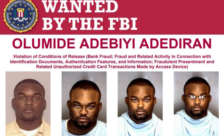 FBI Offers $10,000 Reward for Nigerian Wanted Over Bank Fraud