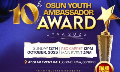 17 Osun Youths To Receive OYAA Award At 10th Edition Today