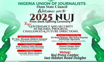 Osun NUJ 2025 Press Week Opening Ceremony holds on Monday