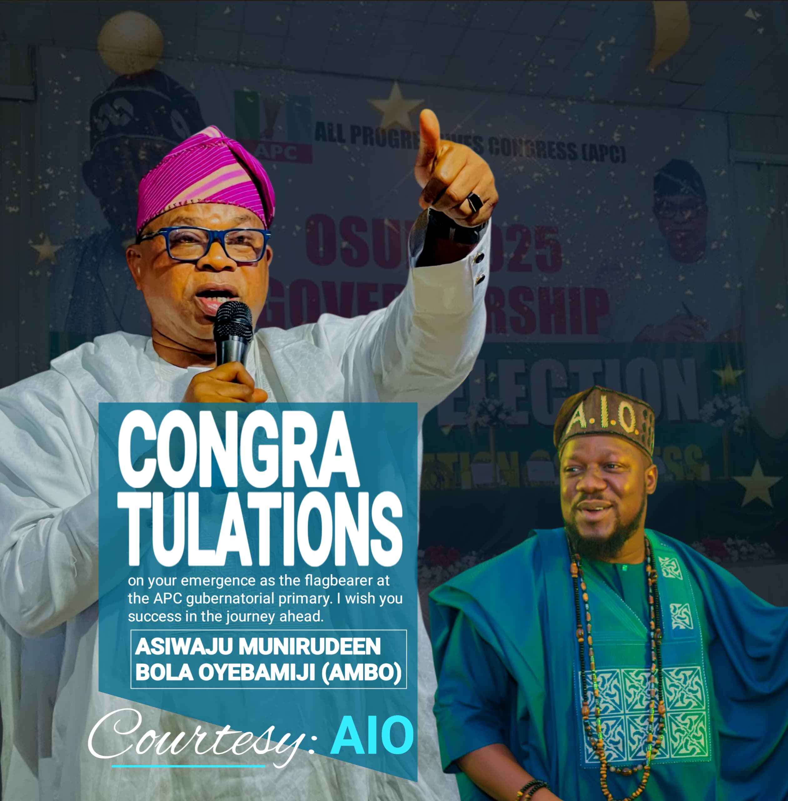 AIO Felicitates AMBO On His Emergence As APC Gubernatorial Flagbearer