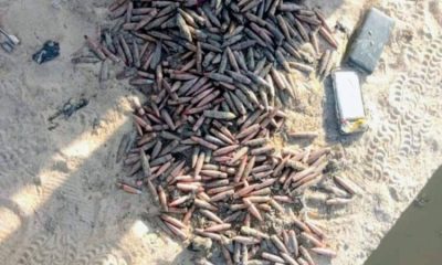PICTORIAL: Troops Recover 12.7mm Ammunition In Borno Drainage