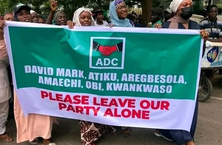 ADC Faction Protests At INEC HQ, Accuses David Mark-led Group Of Hijacking Party