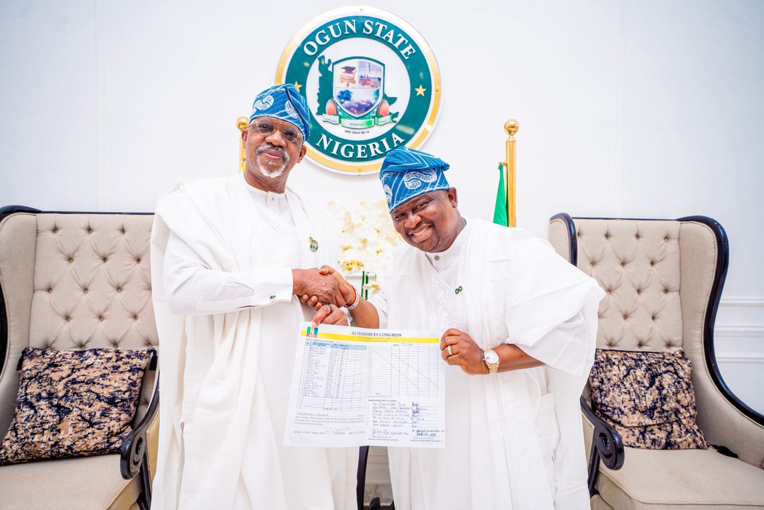 Abiodun Receives Ogun APC Gov’ship Primary Result
