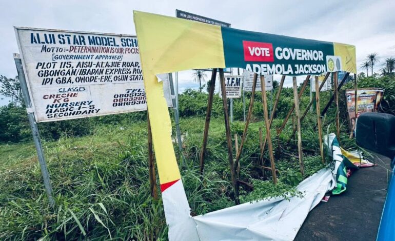 Osun Guber Poll: Police condemn billboard vandalisation, warn perpetrators