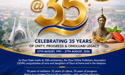 OOPA Celebrates Osun at 35, Urges Leaders to Invest in Youth