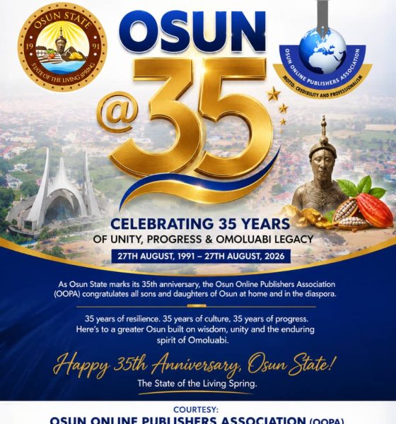 OOPA Celebrates Osun at 35, Urges Leaders to Invest in Youth