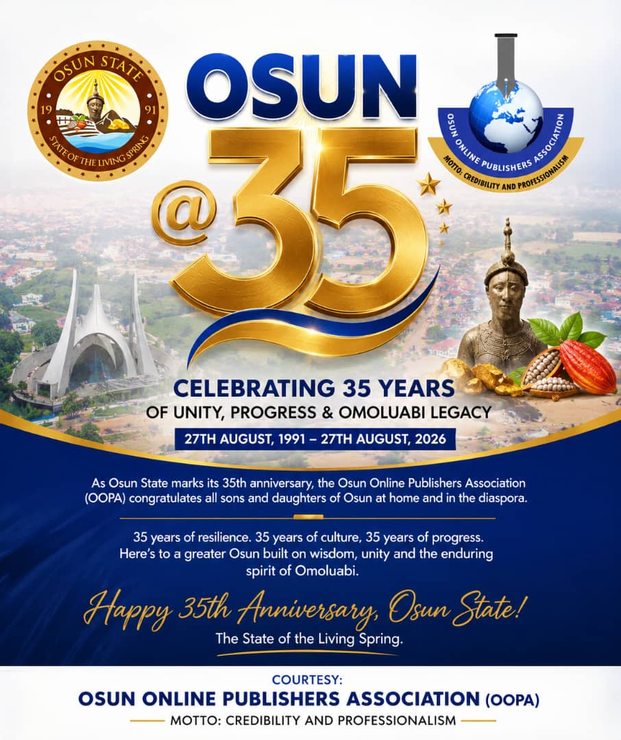OOPA Celebrates Osun at 35, Urges Leaders to Invest in Youth