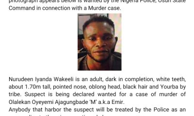 Osun Police Declare Alowonle, Sibi Wanted Over Emir’s Murder