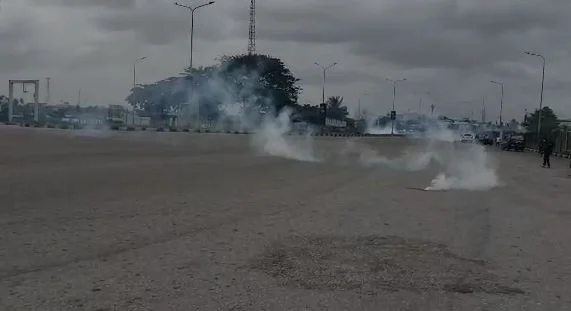 EndSARS Anniversary: Police Fire Tear Gas As Protesters Gather At Lekki Toll Gate